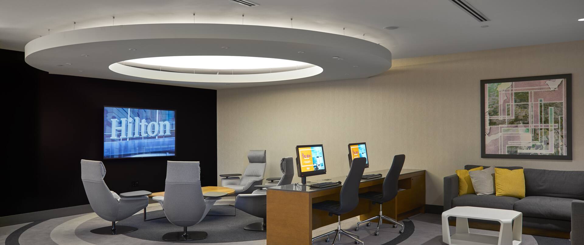Business center area with computers