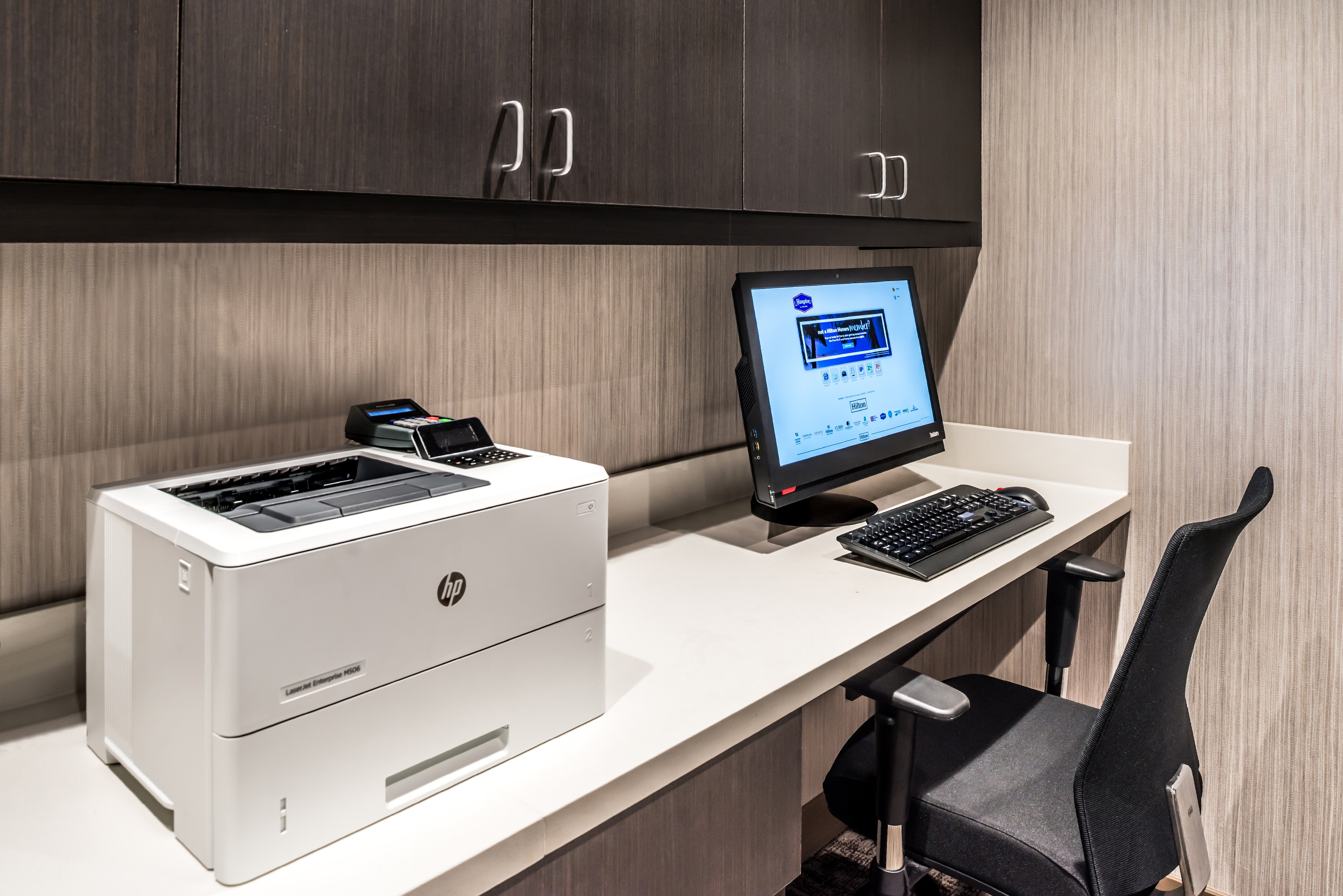 Business Center Desktop Computer, Printer and Office Chair
