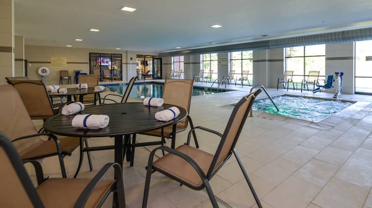 Indoor Pool and Spa Seating Area