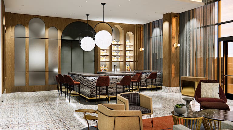 Lobby bar counter and seating