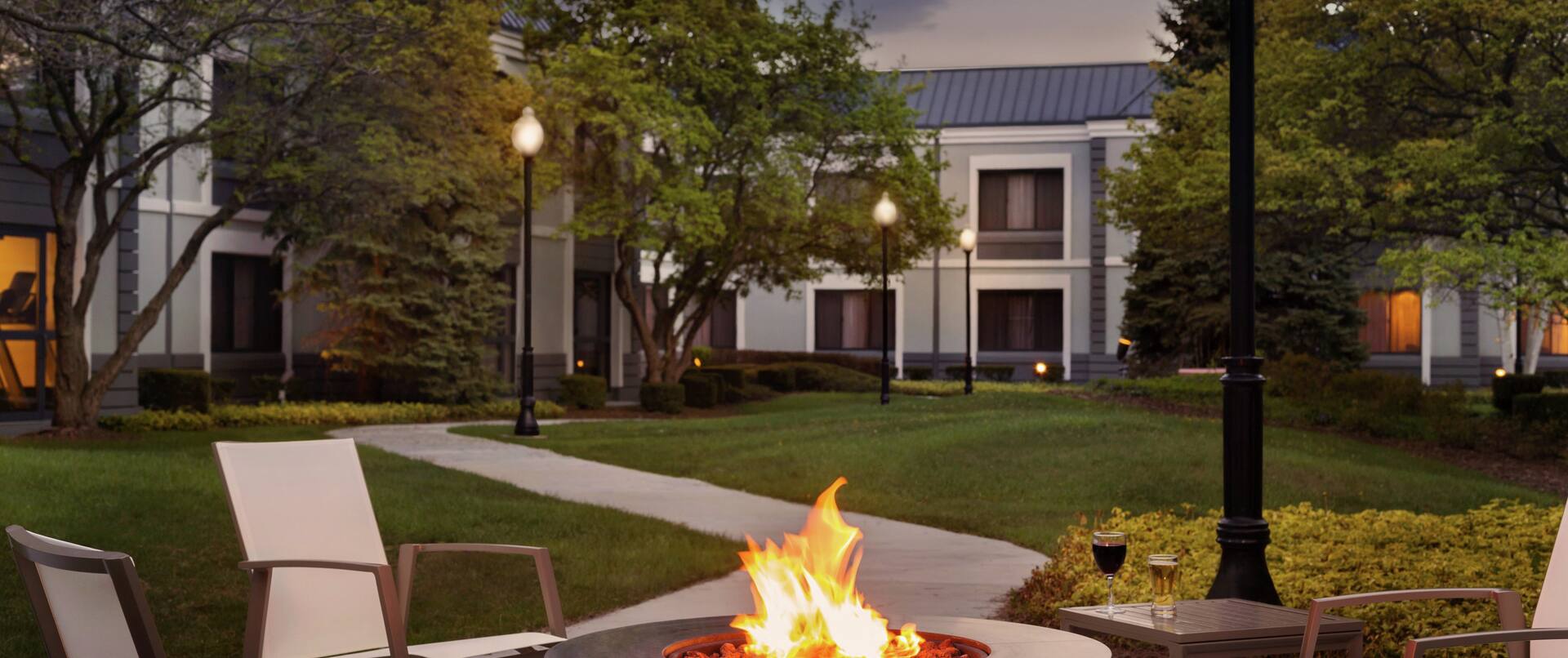 Hotel Patio Area with Fire Pit