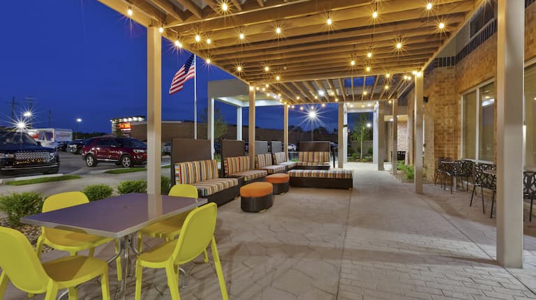 Patio at Night with Seating Area