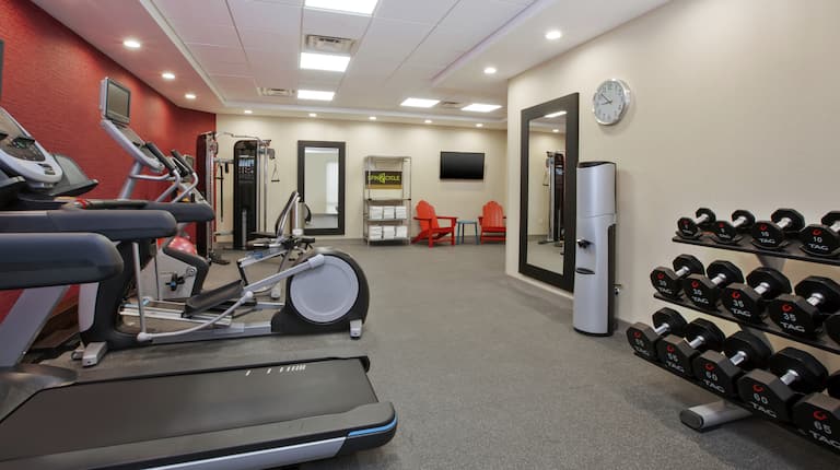 Fitness Center with HDTV Treadmills and Weights