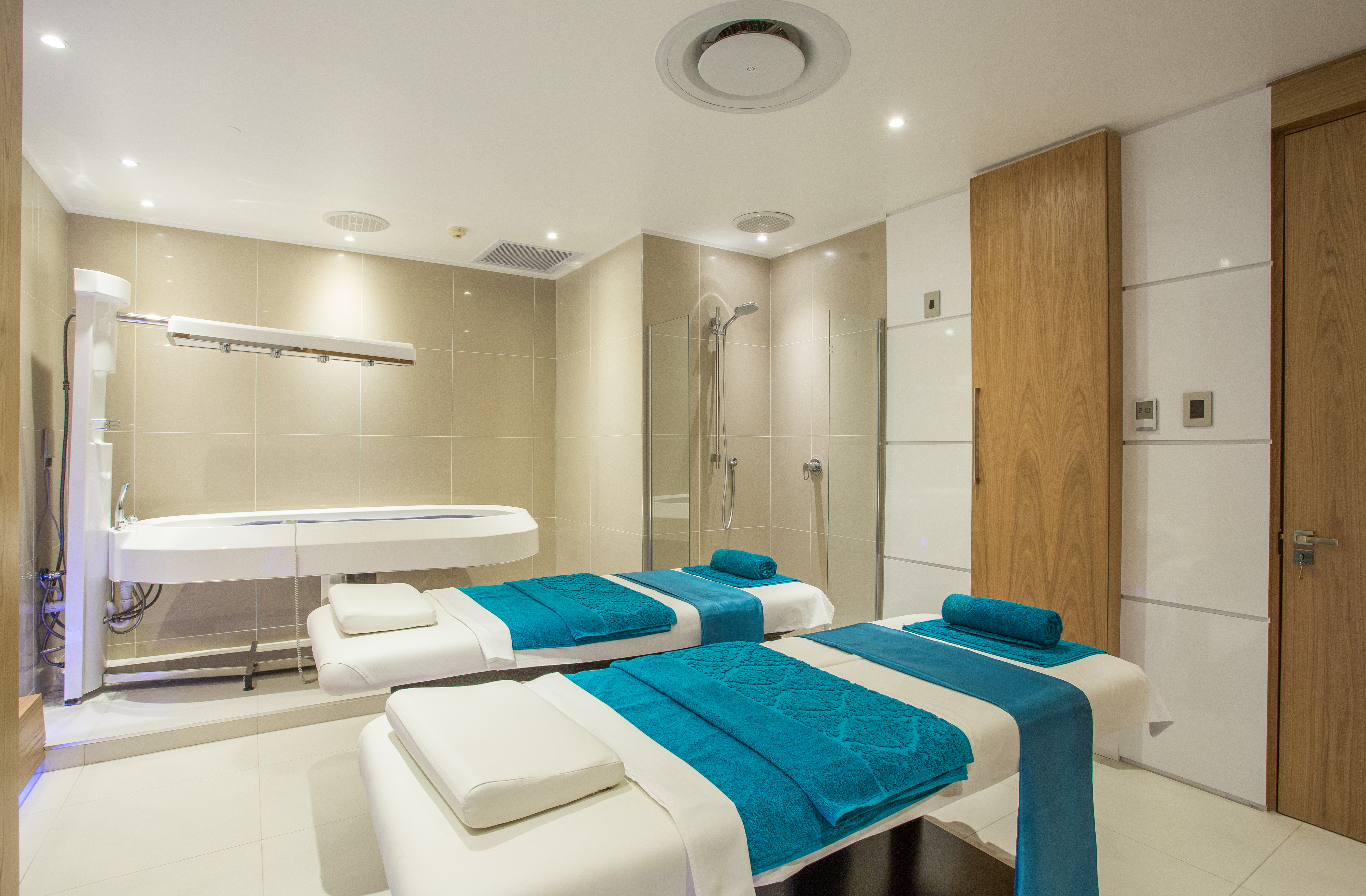 Massage Beds and Shower in Spa Room