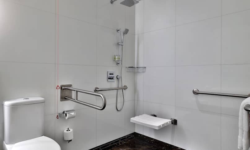 Accessible bathroom with roll-in shower-previous-transition