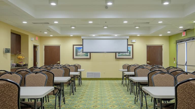 Meeting Room with Tables and Chairs in Classroom Style Setup