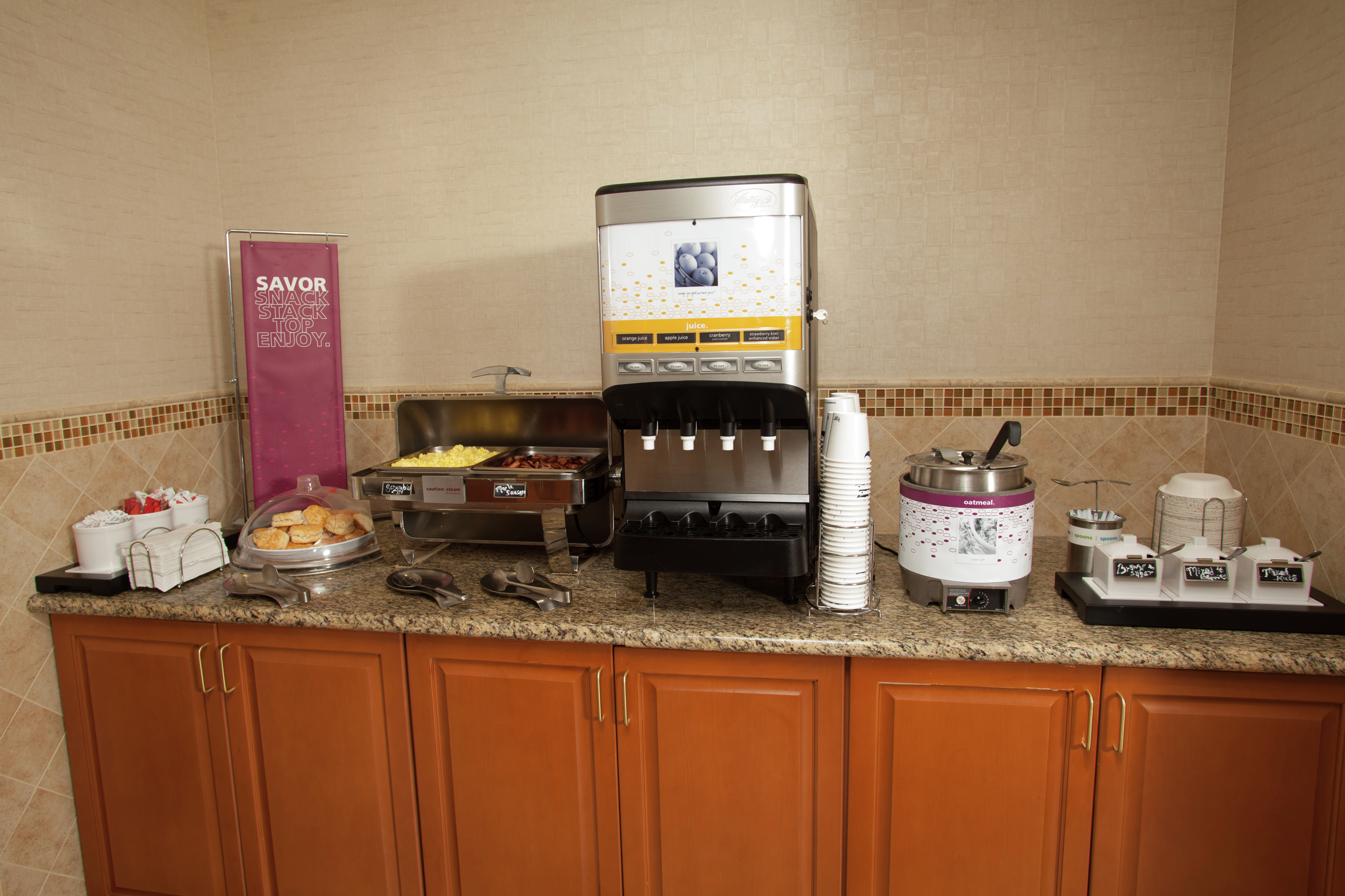 Display of Breakfast Foods in Lobby Breakfast Area