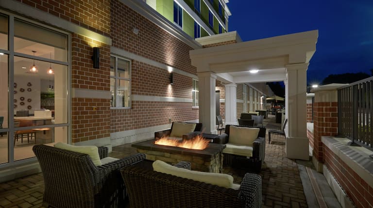 Outdoor Lounge with Fire Pit Table and Patio Furniture