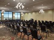 Meeting Room with Large Windows Setup Theater Style