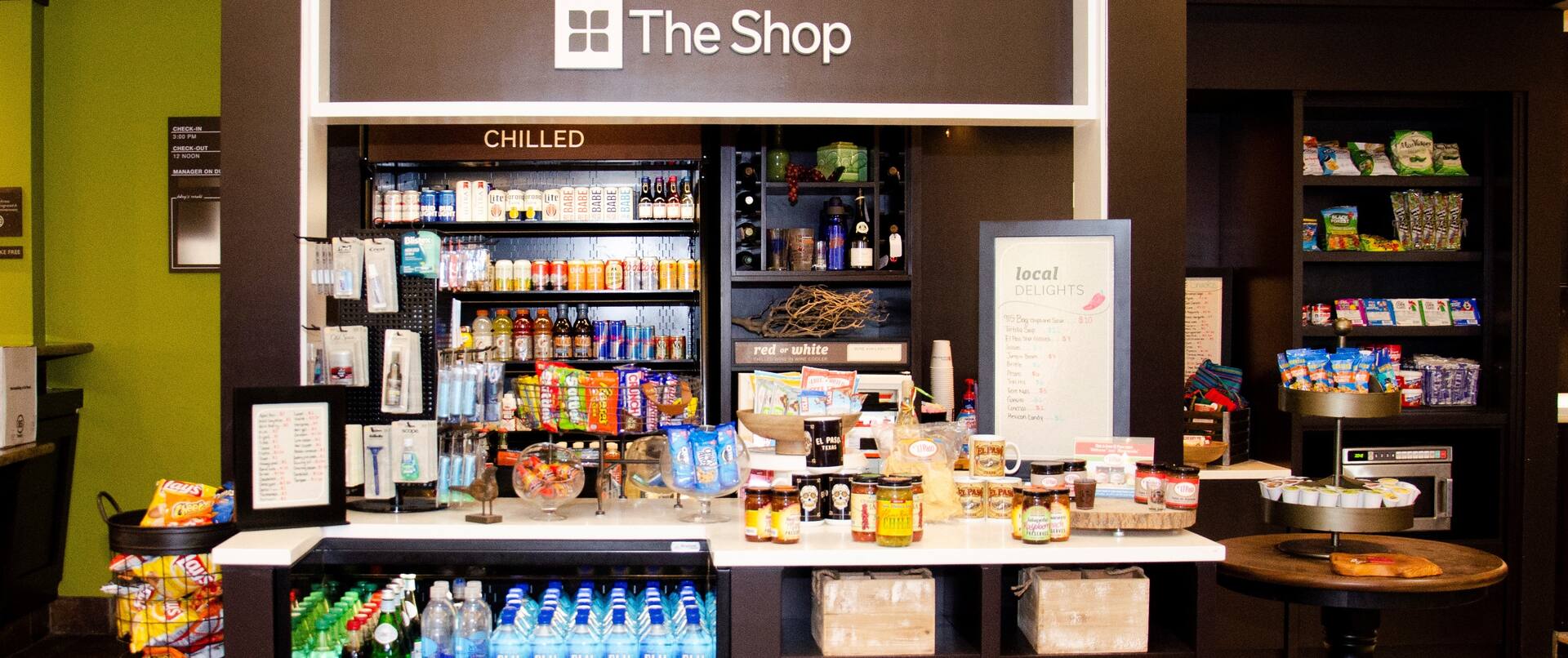 The shop, with snacks and drinks for purchase