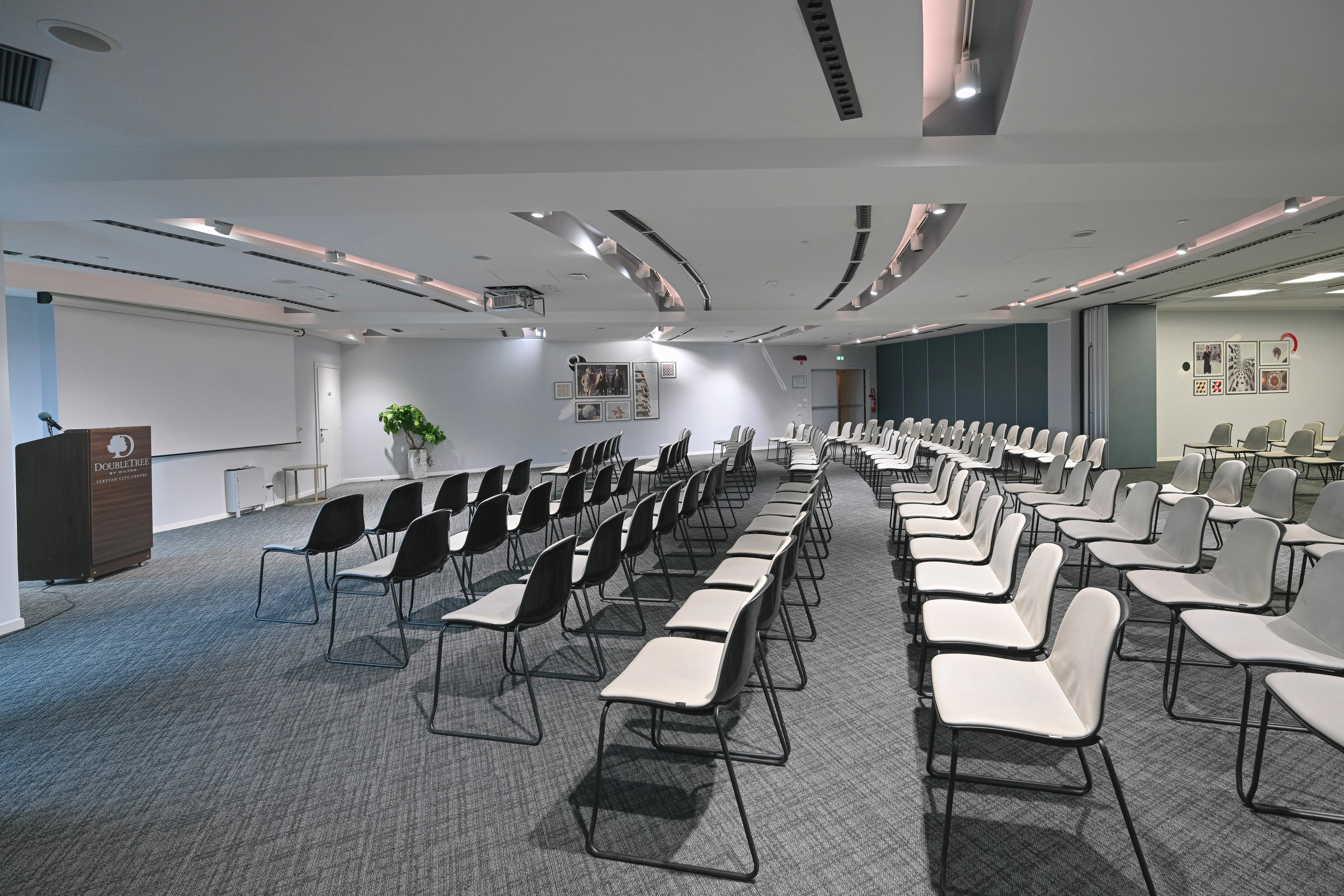 Angle View of Milano Meeting Room Setup Theater Style