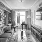 Vista dell'allestimento dell'area lounge per gli ospiti del matrimonio