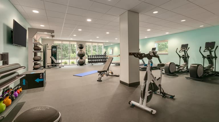 Fitness Center with Elliptical Machines Weights and HDTV