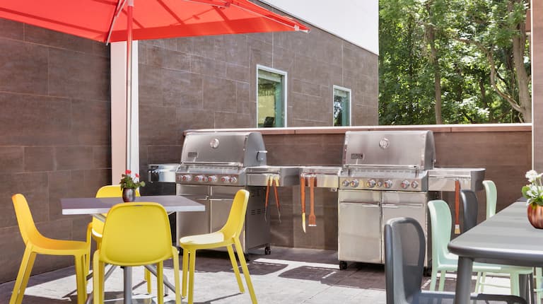 Outdoor Patio Seating Area with two Grills