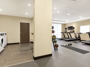 Convenient on-site fully equipped fitness center and coin-operated guest laundry facilities.