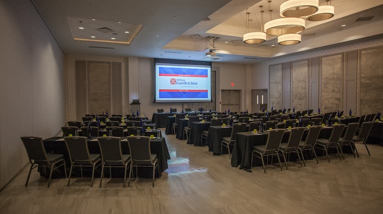 Ballroom Arranged Theater Style with Projector Screen