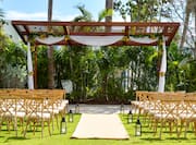 Hotel Garden Area with Wedding Reception Setup