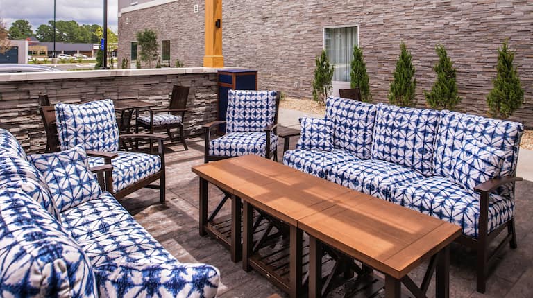 Table and Soft Seats at Outdoor Patio
