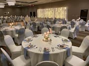 wedding round tables in ballroom