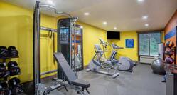 Fitness Center with Recumbent Bike Weights and Exercise Balls