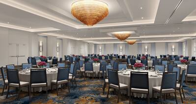 grand ballroom with round tables