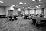 meeting room with round tables and chairs