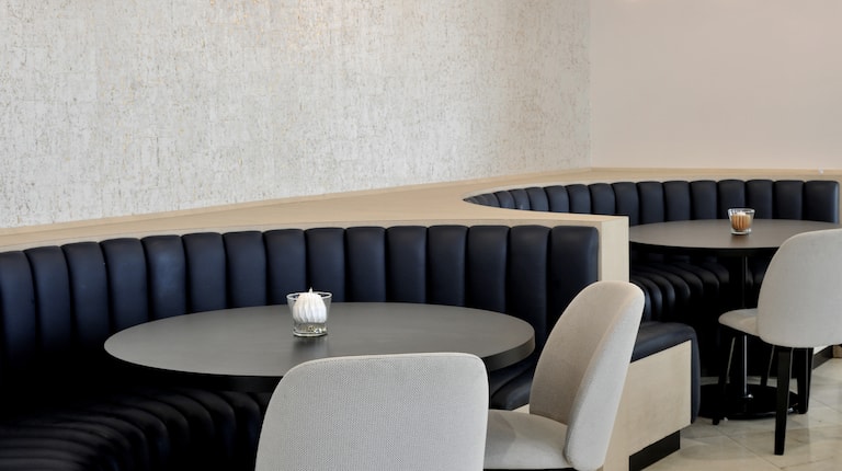 the velvet bar and lounge seating area