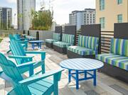 outdoor patio, tables and chairs