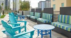 outdoor patio, tables and chairs