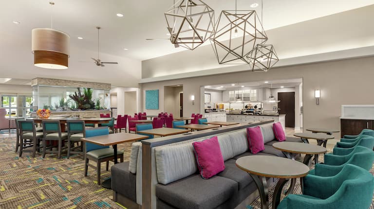 Seating area with tables and chairs