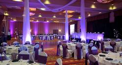 Ballroom setup for Wedding with purple accent