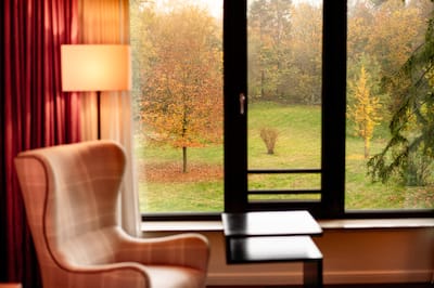 Chair in room with table