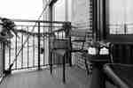 Balcony with holiday docorations.