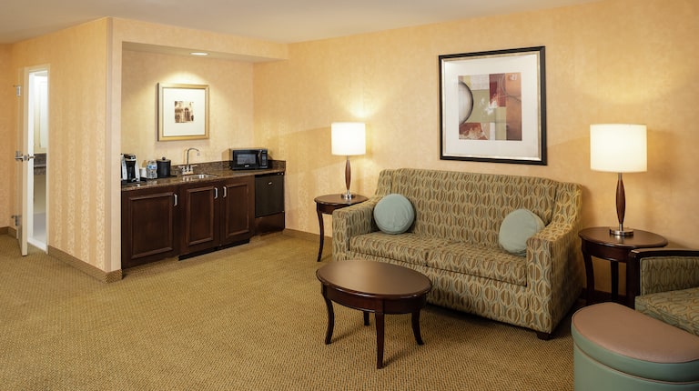 King Suite with Couch, Table, Lounge Area, and Kitchenette