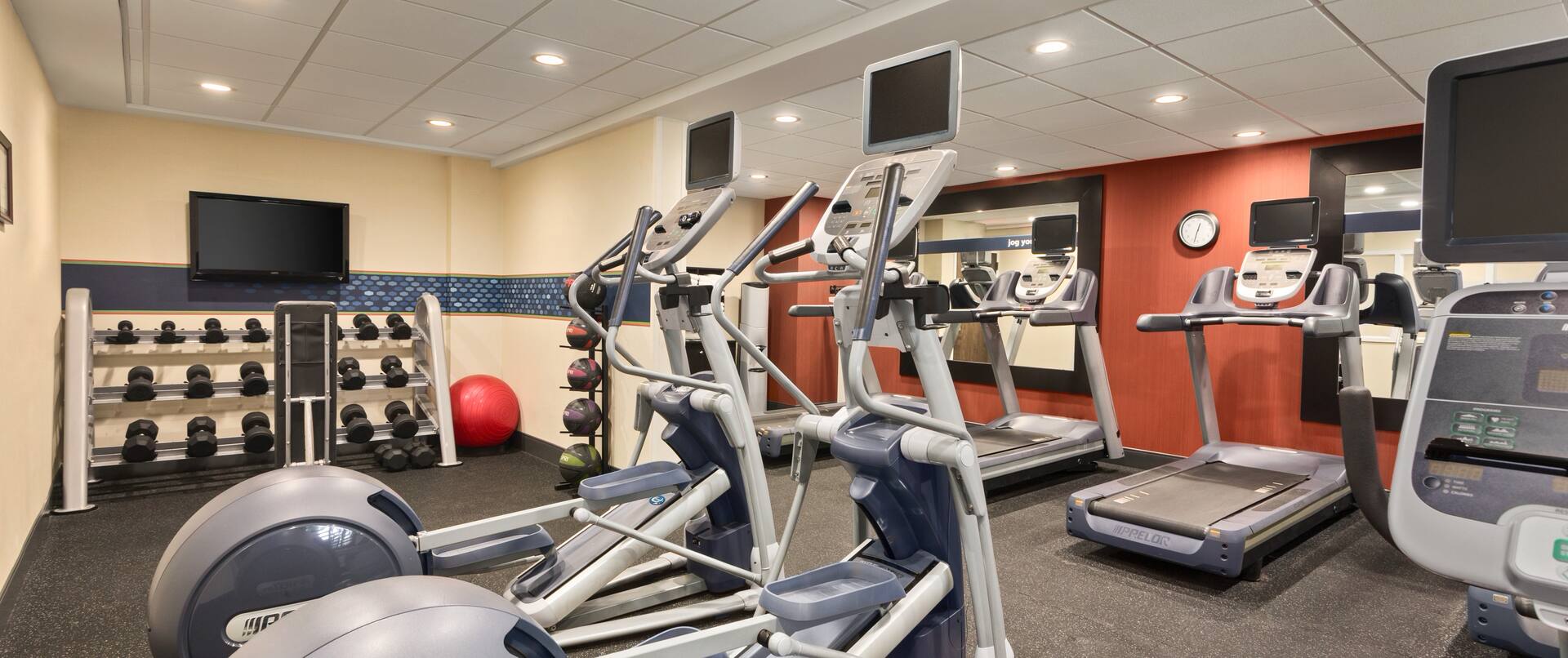 Fitness Center with Treadmills, Cross-Trainers and Weight Racks
