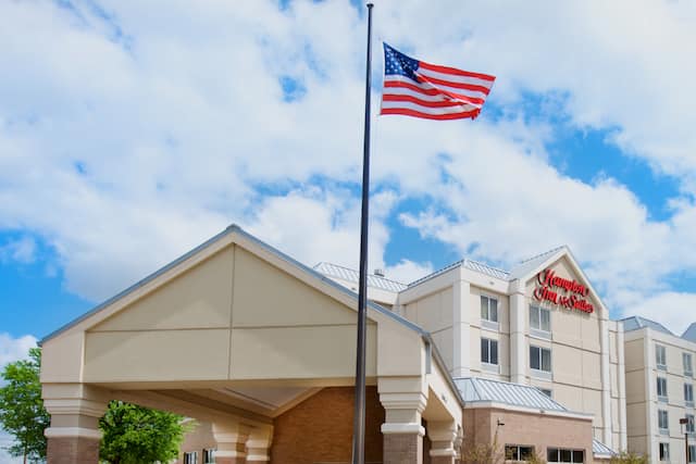 Hotel Exterior with Flagpole