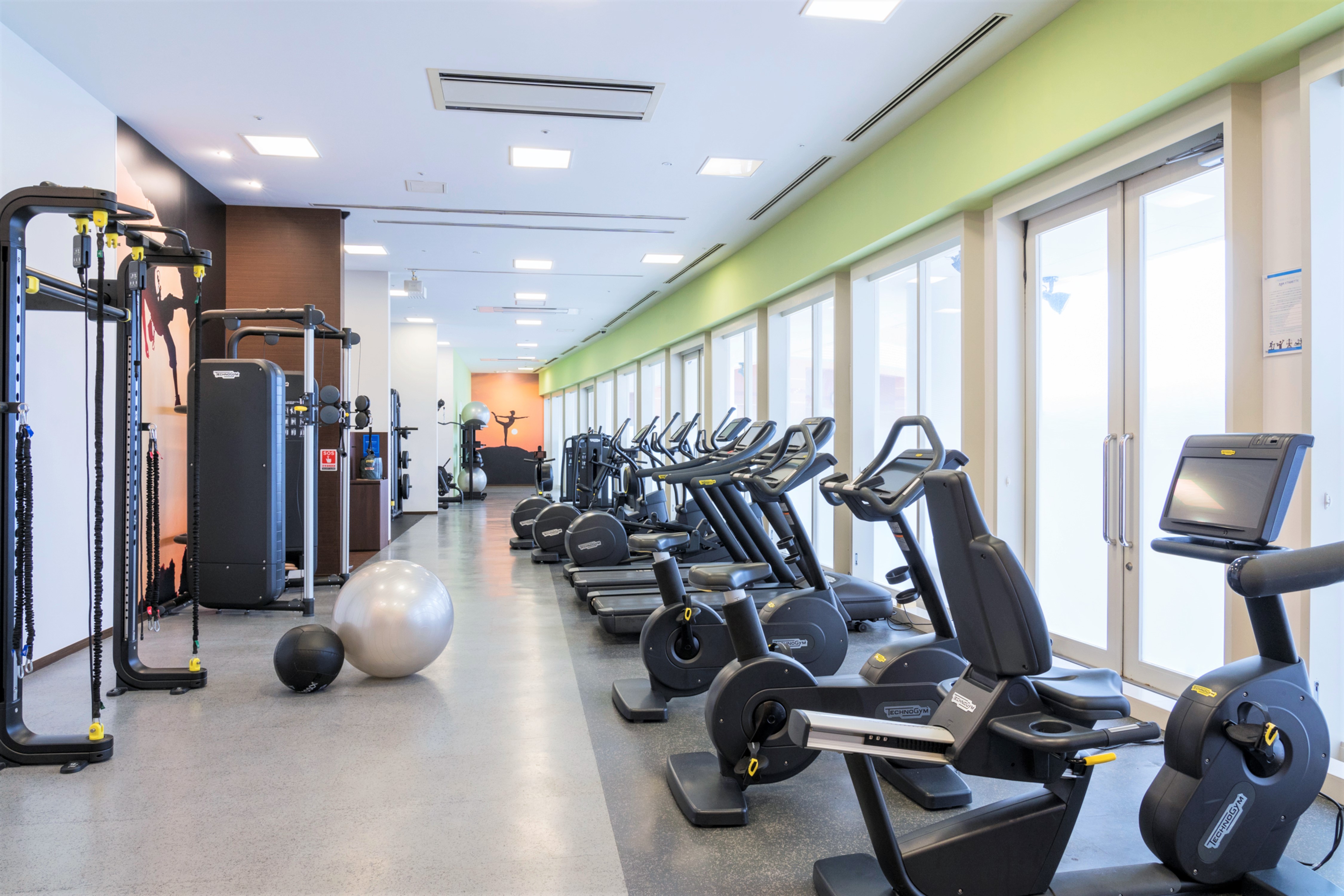 Fitness Center with bikes and running machines