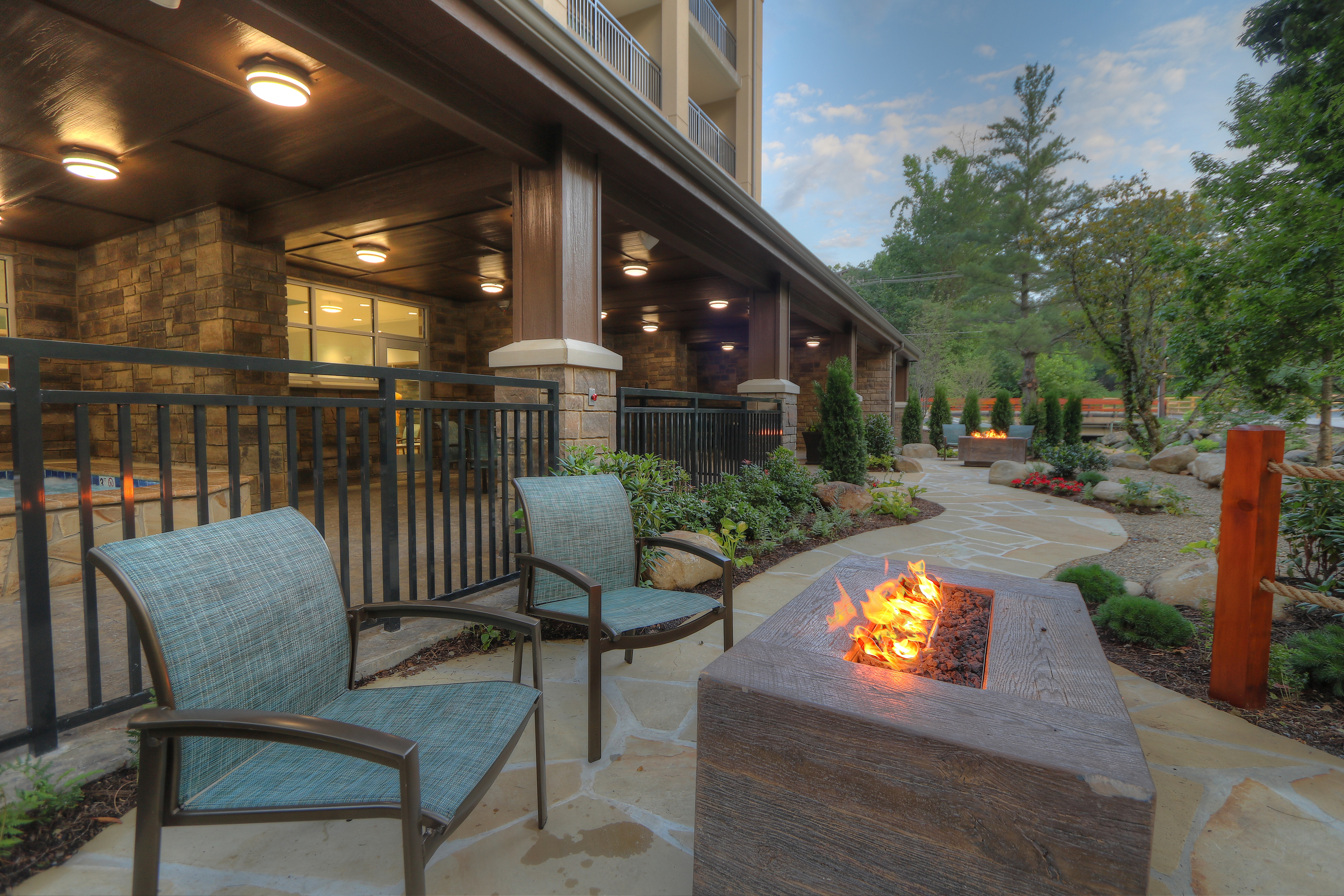 Outdoor Patio with Two Chairs and Fire Pit
