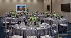 Meeting Room Wedding Setup with Round Banquet Tables