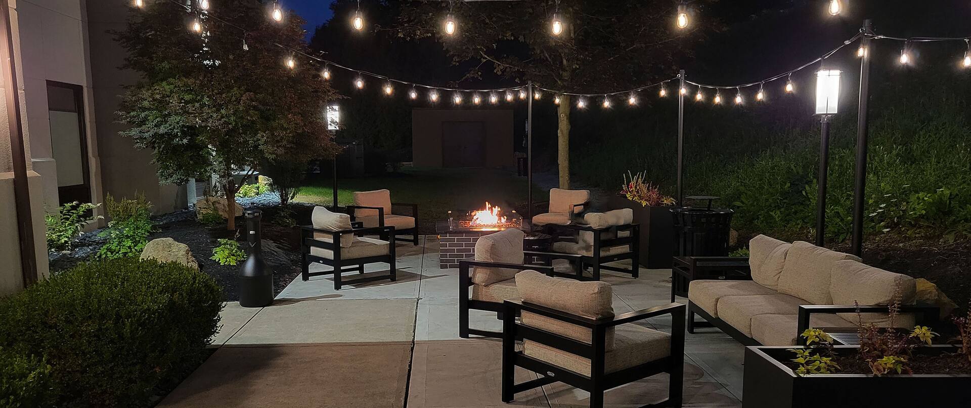 outdoor patio at night