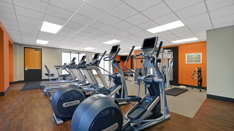 Fitness Room with Exercise Bikes and Treadmills