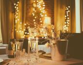 decorative table setting with wine