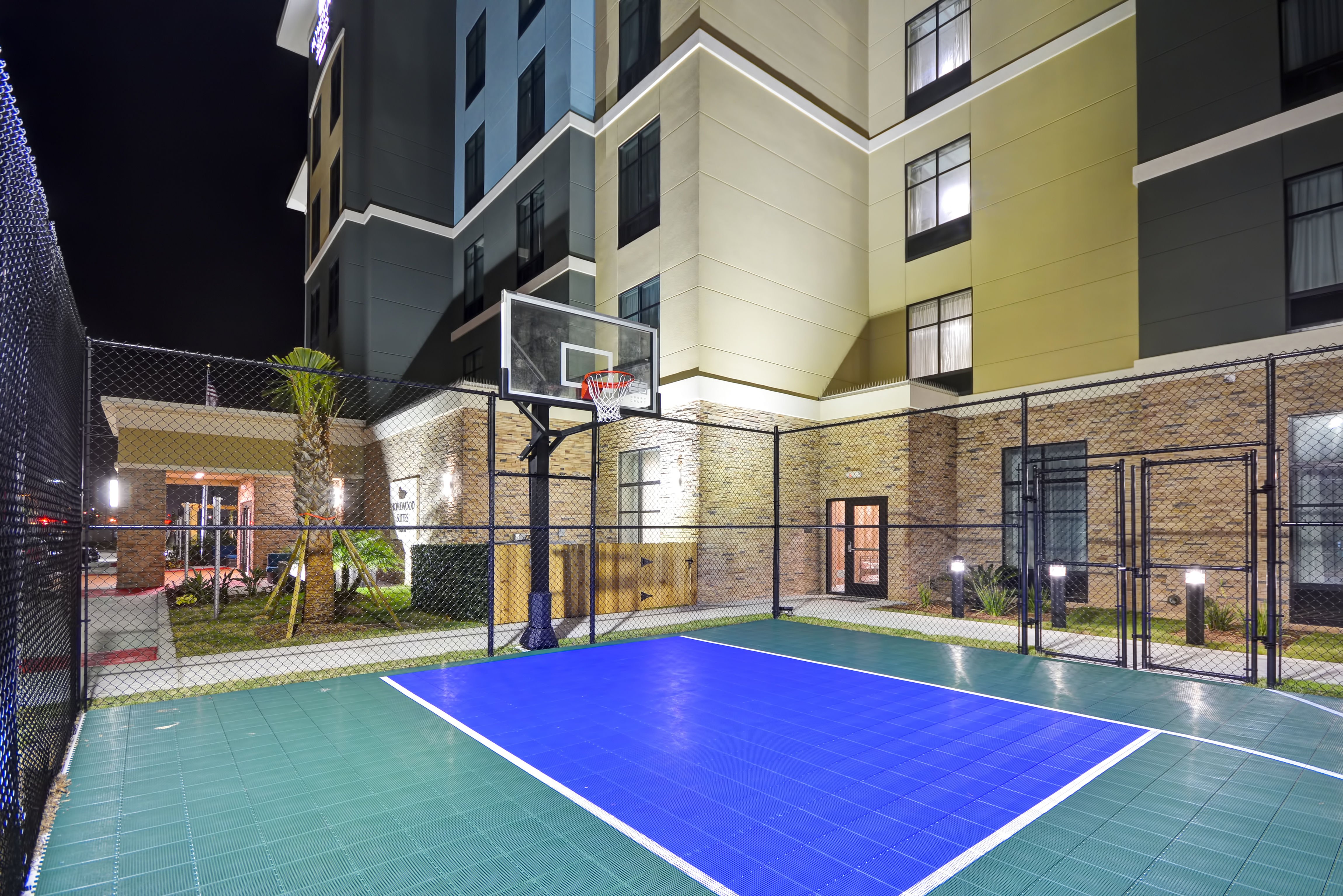 On-Site Basketball Court at Night