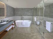 Premium Suite Bathroom with Mirror, Walk-In Shower, and Bathtub