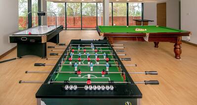 Recreation Room with Foosball, Hockey, and Ping Pong Tables