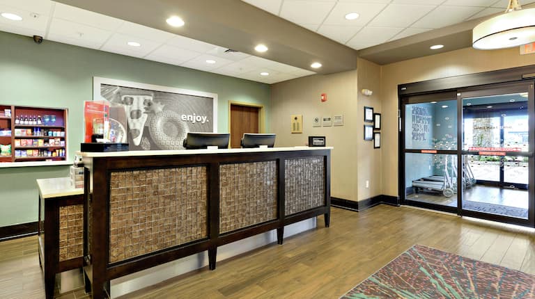 Front Desk and Entrance in Lobby