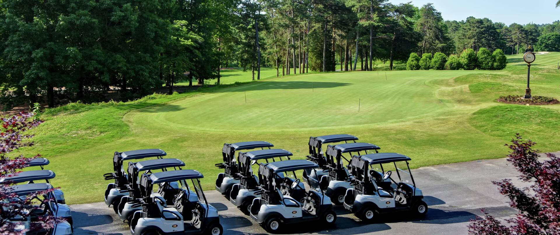 Golf Carts Parked at Golf Course