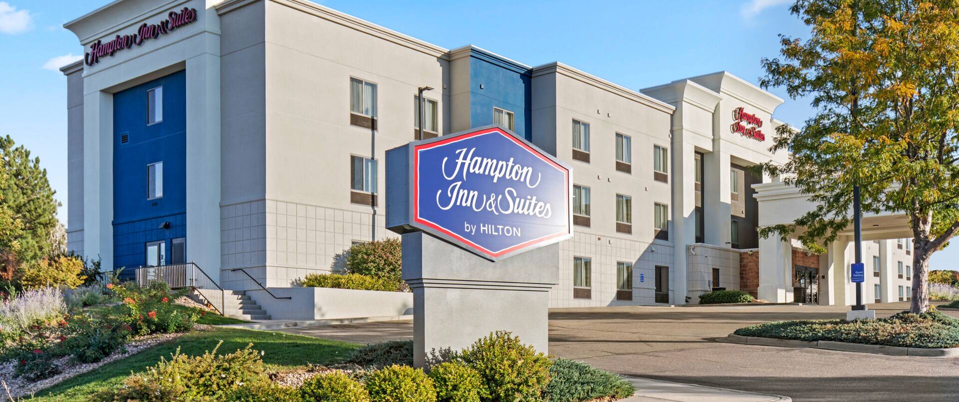 hotel exterior with entry sign