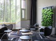 Meeting Room with Lounge Chairs, Outside view and Plant Wall