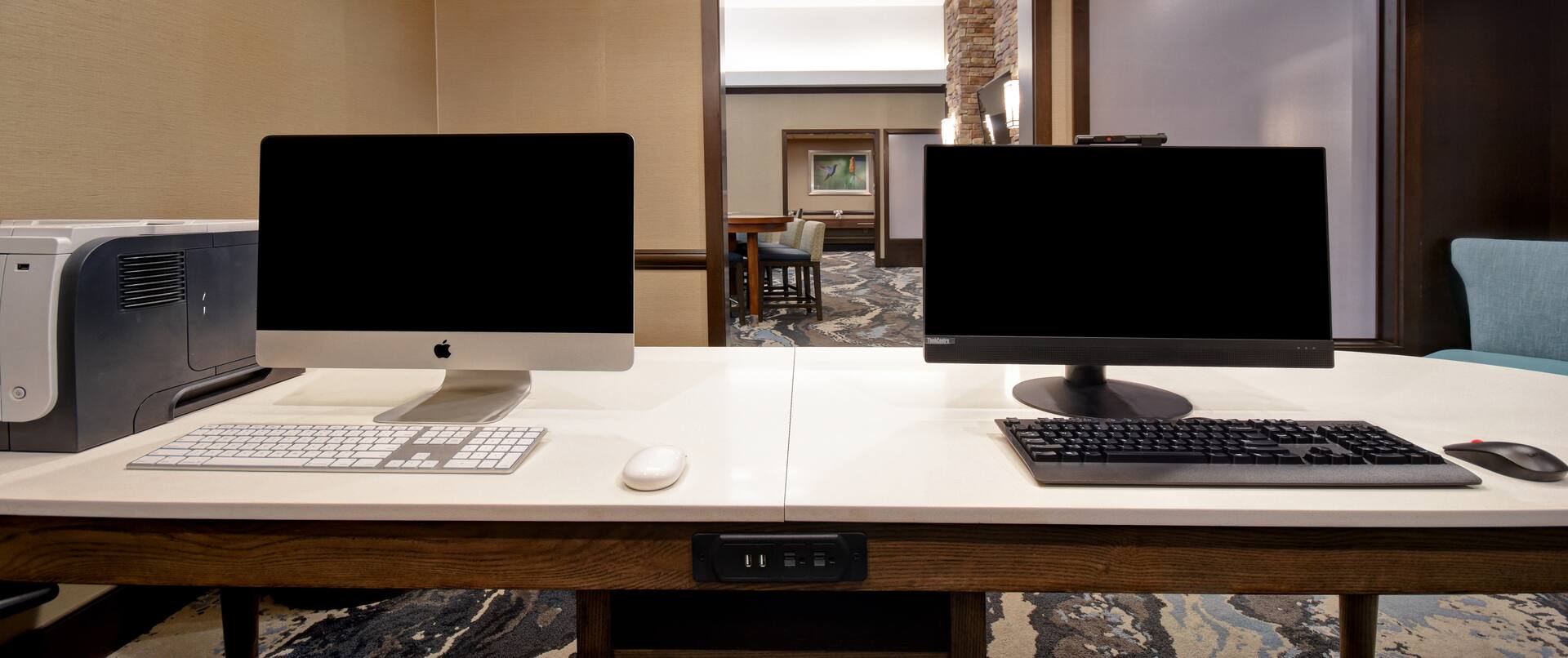 business center with two computers